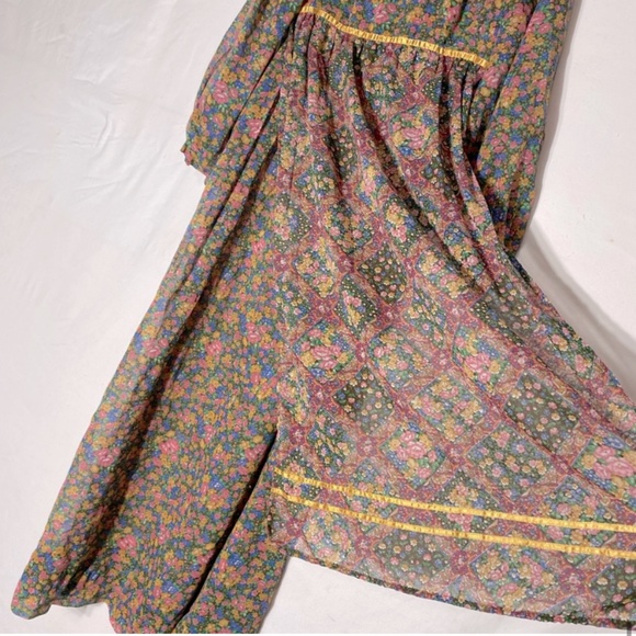 Vintage Handmade Floral Long Sleeve Prairie Style Modest Maxi Dress M - Picture 15 of 15